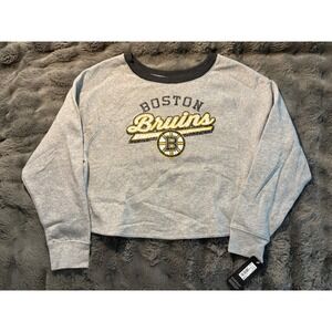 Girls Boston Bruins Cropped Long Sleeve Sweatshirt Large 10 12 NHL Hockey